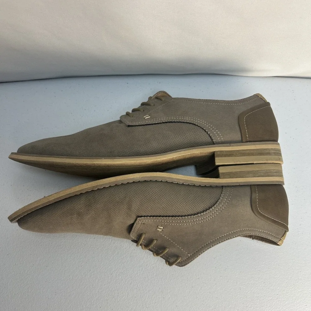 JF J.Ferrar Men's Casual Oxford Shoes Size 10 M Gray Taupe Perforated Derby